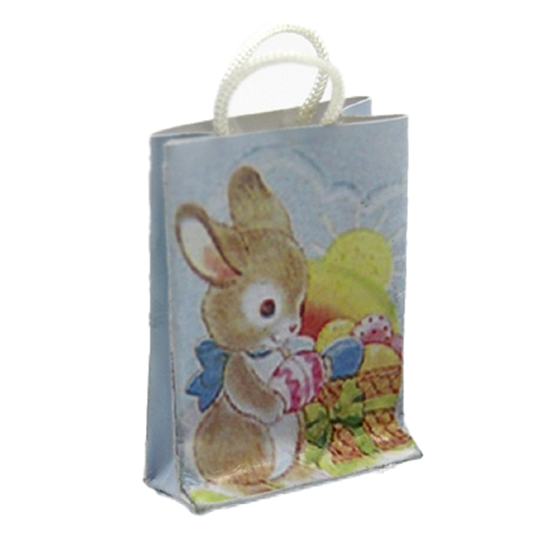 Dolls House Blue Bunny Shopping Gift Bag Miniature Nursery Shop Store Accessory