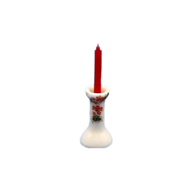 Dolls House Red Candle & Holder Miniature Ornament Dining Room Accessory 1:12