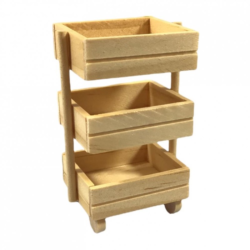 Dolls House Bare Wood Crate Trolley Miniature Shop Kitchen Storage Accessory