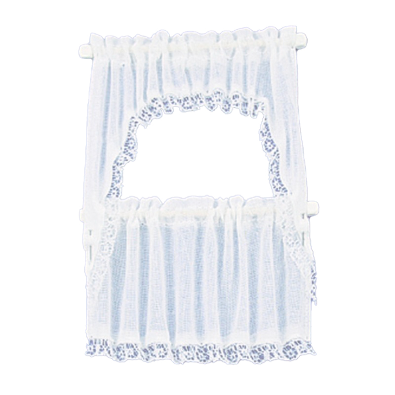 Dolls House White Sheer Cape Curtain Set Miniature Scale Window Accessory