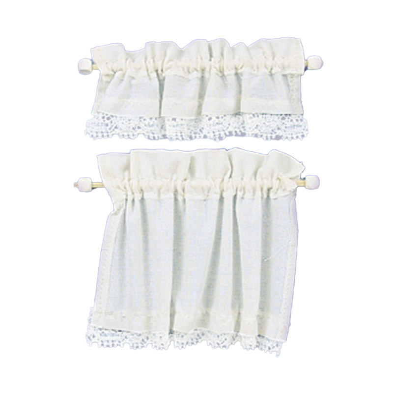 Dolls House Cream Curtain & Pelmet Set on Rails Miniature 1:12 Window Accessory