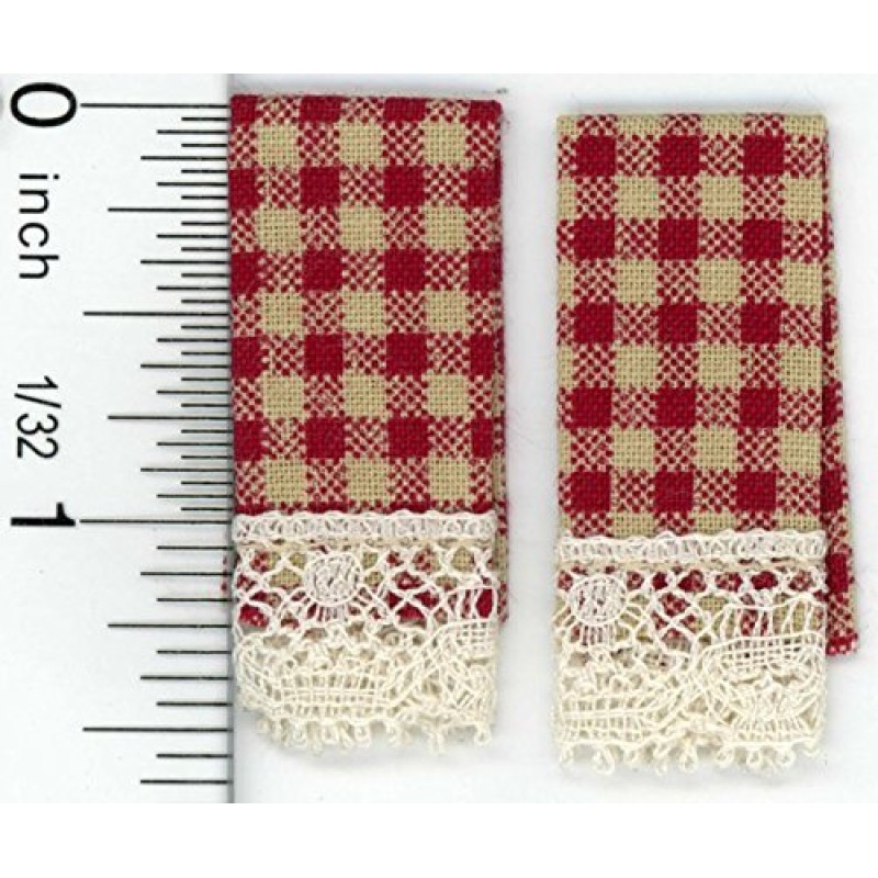Dolls House Country Red Gingham Kitchen Tea Towels Kitchen Accessory