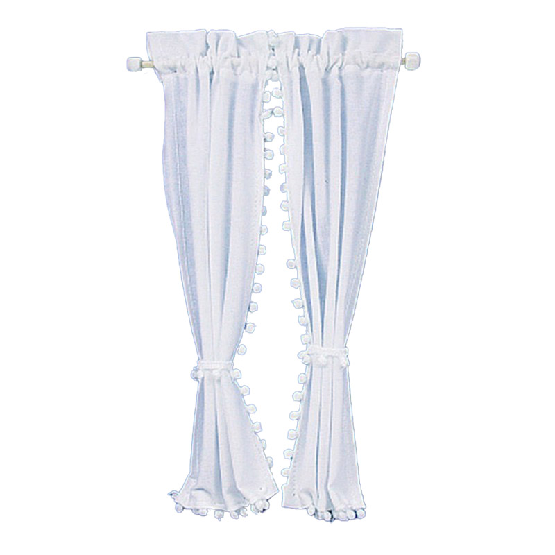 Dolls House White Curtains on Rail Miniature 1:12 Scale Window Accessory