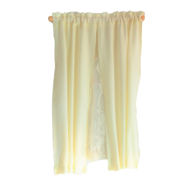 Dolls House Ecru Curtains Drapes Cream Net on Rail Miniature Window Accessory