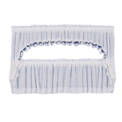 Dolls House White Picture Window Cape Curtain Set on Rails Window Accessory