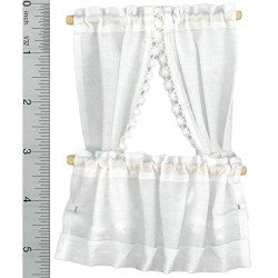 Dolls House White Cabin Curtain Tie Back Set Miniature 1:12 Window Accessory Dolls House White Cabin Curtain Tie Back Set Miniature 1:12 Window Accessory