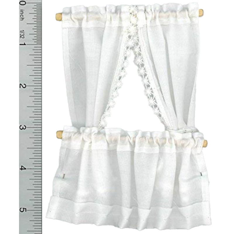 Dolls House White Cabin Curtain Tie Back Set Miniature 1:12 Window Accessory