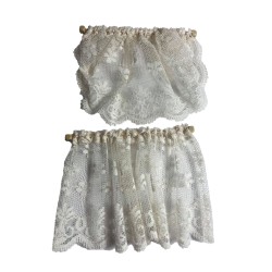 Dolls House Ecru Cream Swag & Curtain Net Lace Miniature Window Accessory Dolls House Ecru Cream Swag & Curtain Net Lace Miniature Window Accessory