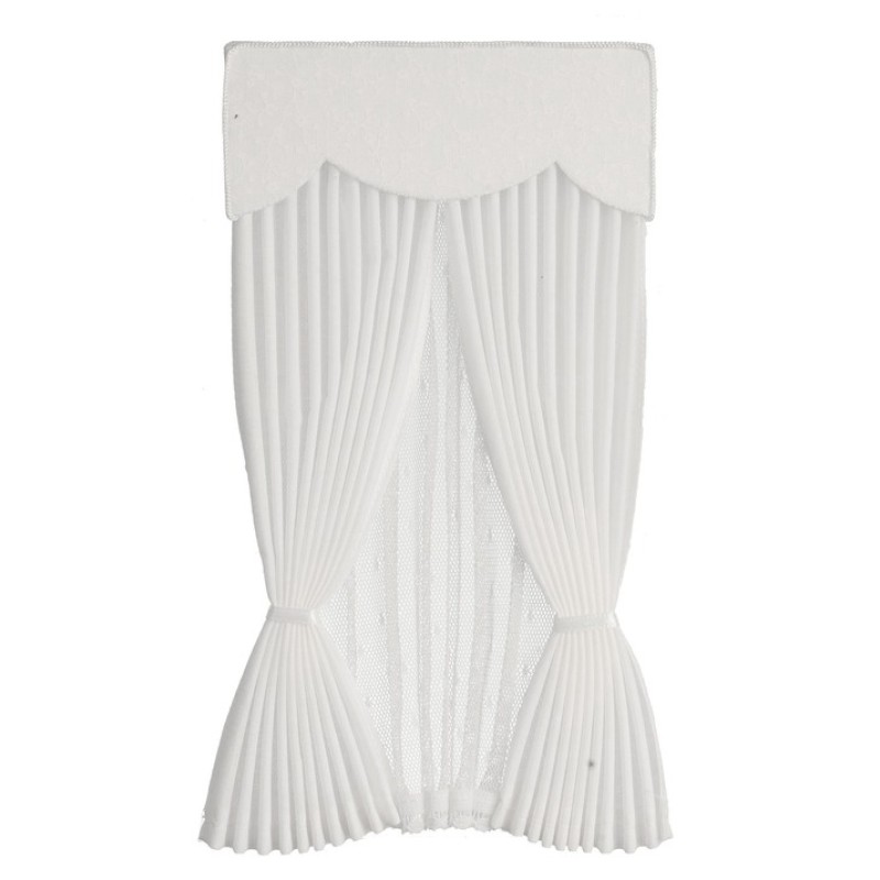  Dolls House White Drapery Curtains Miniature Window Accessory