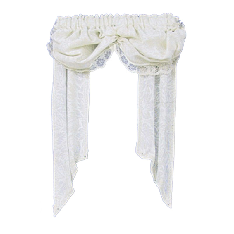 Dolls House Double Balloon Beige Valance Curtains Window Accessory Dolls House Double Balloon Beige Valance Curtains Window Accessory