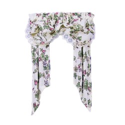 Dolls House Floral Curtains with Double Balloon Valance Miniature Accessory Dolls House Floral Curtains with Double Balloon Valance Miniature Accessory