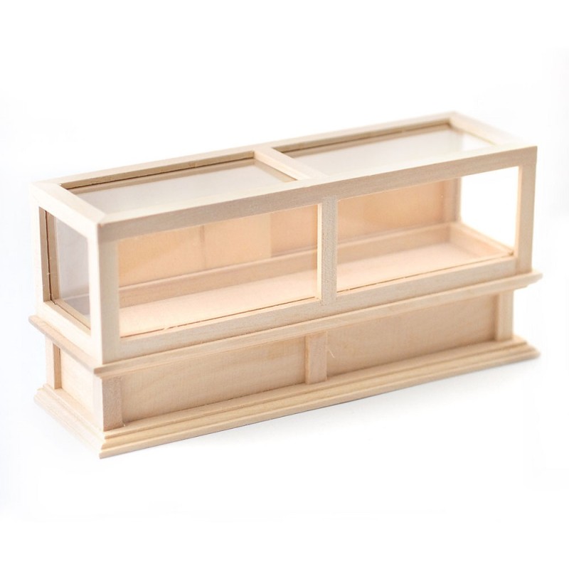 Dolls House Bare Wood Double Display Case Store Counter Shop Fitting Furniture