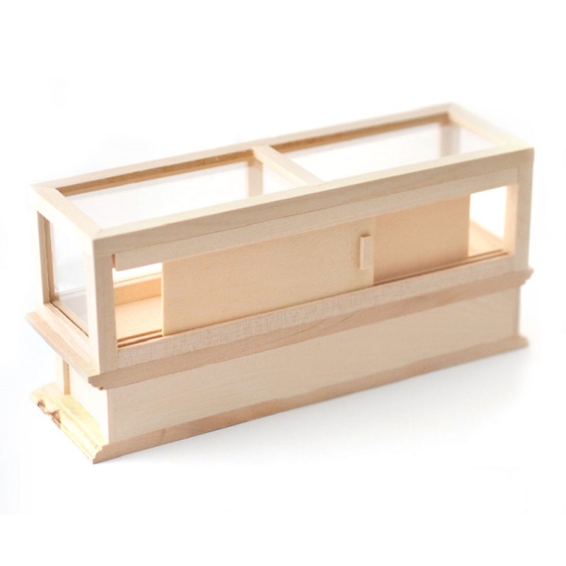 Dolls House Bare Wood Double Display Case Store Counter Shop Fitting Furniture