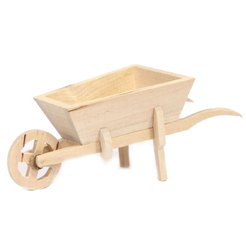 Dolls House Bare Wood Wheelbarrow Miniature 1:12 Scale Yard Garden Accessory