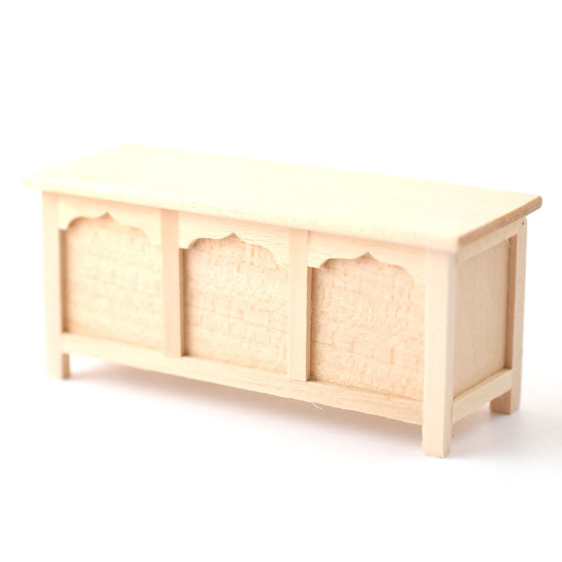 Dolls House Bare Wood Wedding Blanket Chest Attic Trunk Ottoman Miniature 1:12