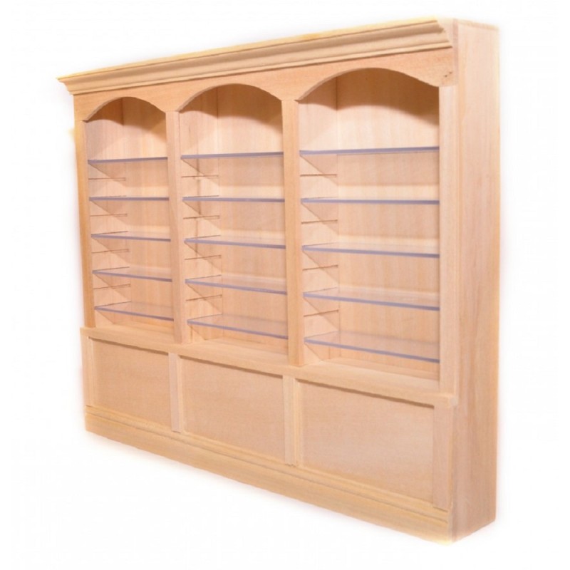 Dolls House Bare Wood 3 Bay Shop Fitting Triple Store Shelf Unit