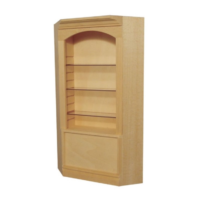 Dolls House Bare Wood Single Bay Corner Shop Fitting Store Display Shelf Unit