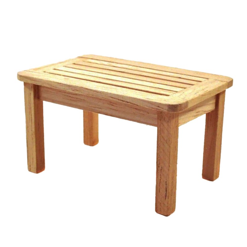 Dolls House Bare Wood Garden Coffee Table Miniature Wooden Patio Furniture 1:12