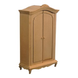 Dolls House French Style Bare Wood Armoire Wardrobe Miniature Bedroom Furniture