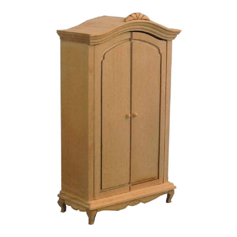 Dolls House French Style Bare Wood Armoire Wardrobe Miniature Bedroom Furniture