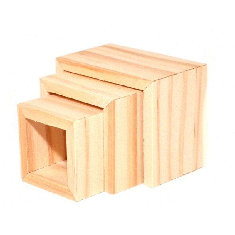Dolls House Modern Bare Wood Nest of Tables Contemporary Furniture