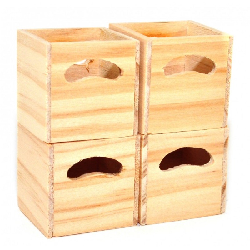 Dolls House 4 Modern Bare Wood Cube Storage Boxes Miniature 1:12