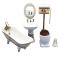 Dolls House White Porcelain Bathroom Suite Gold Trim Miniature Furniture Set