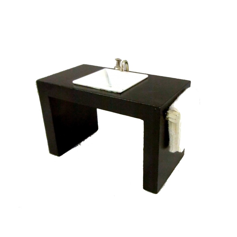 Dolls House Modern Sink Basin in Black Unit Miniature Bathroom Furniture 1:12