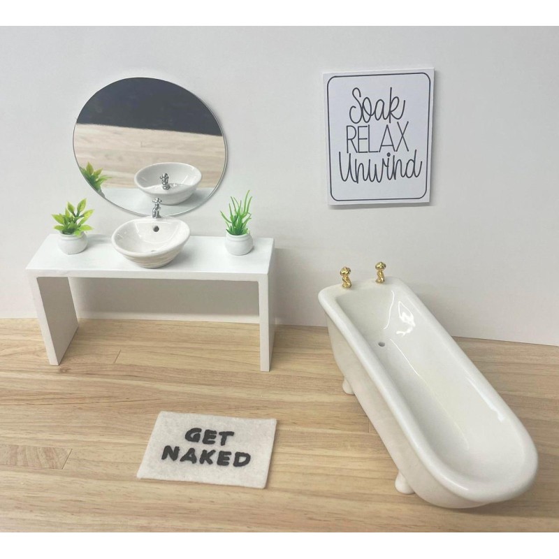 Dolls House White Modern Bathroom Package Miniature Furniture Set 1:12 Scale