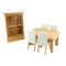 Dolls House Miniature Modern Light Oak Cream Leather Dining Room Furniture Set