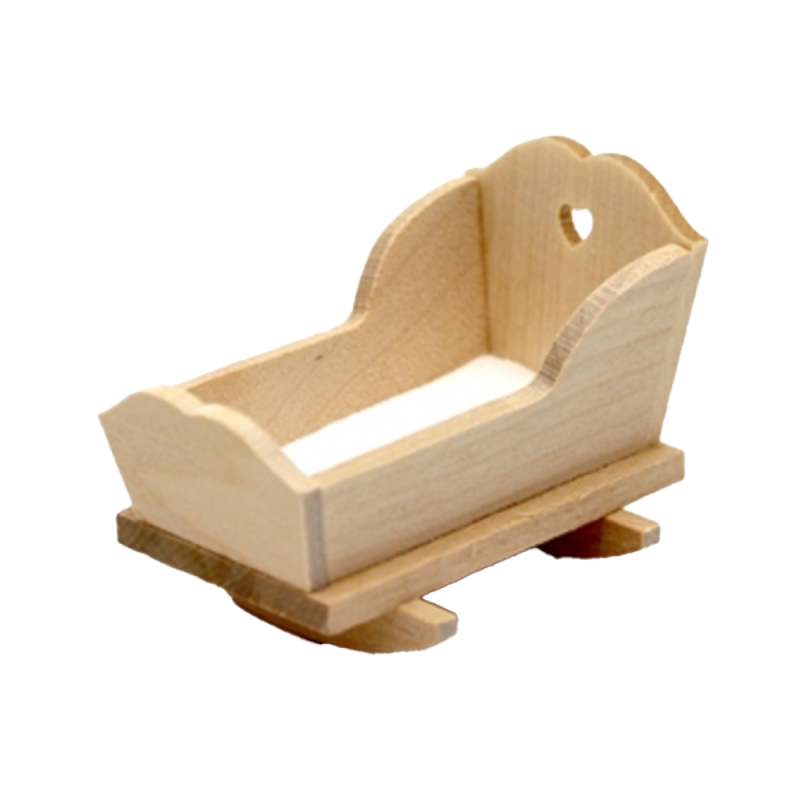 Dolls House Bare Wood Rocking Cradle Crib Unfinished Miniature Nursery Furniture