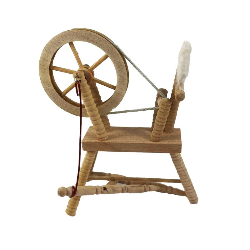 Dolls House Bare Wood Spinning Wheel Miniature Sewing Room Unfinished Furniture