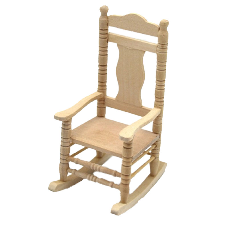Dolls House Bare Wood Rocking Chair Unfinished Rocker Miniature Furniture 1:12