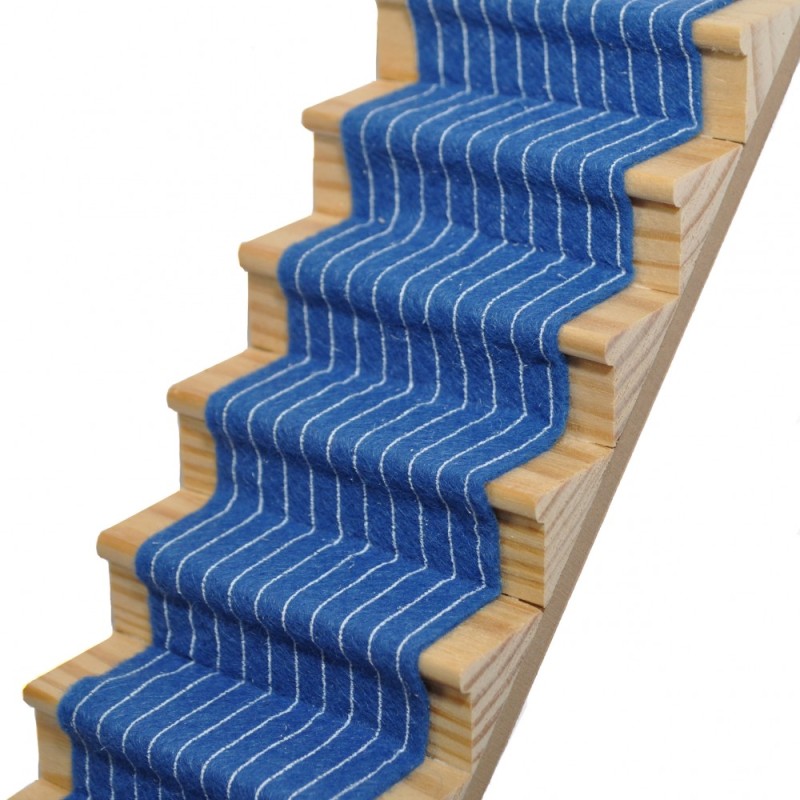 Dolls House Windsor Blue Striped Stair Carpet Runner Self Adhesive 1:12 Flooring