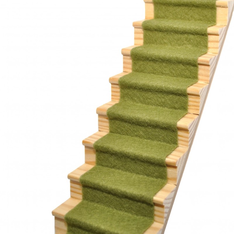 Dolls House Olive Green Wool Mix Stair Carpet Runner Self Adhesive Flooring