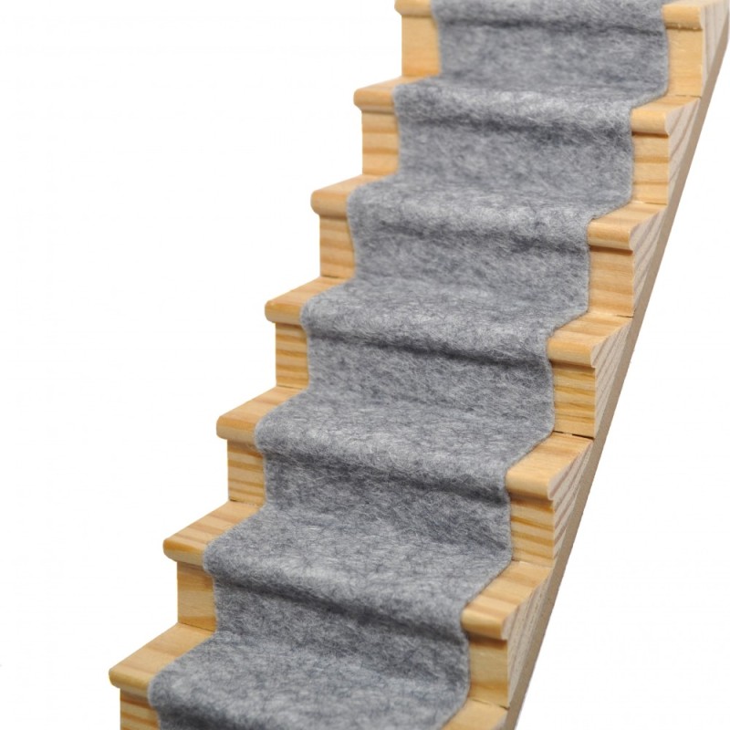 Dolls House Koala Grey Wool Mix Stair Carpet Runner Self Adhesive Flooring