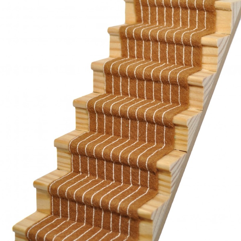 Dolls House Camel Striped Stair Carpet Runner Self Adhesive 1:12 Flooring