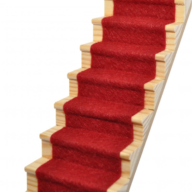 Dolls House Garnet Red Wool Mix Stair Carpet Runner Self Adhesive 1:12 Flooring