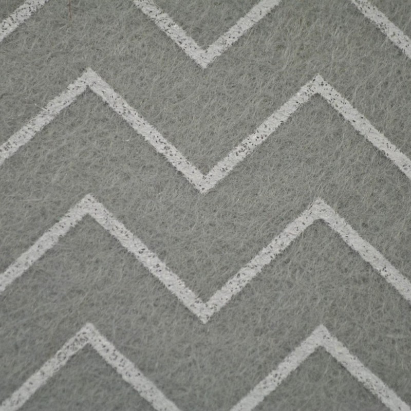 Dolls House Grey Zigzag Wool Mix Stair Carpet Runner Self Adhesive Flooring