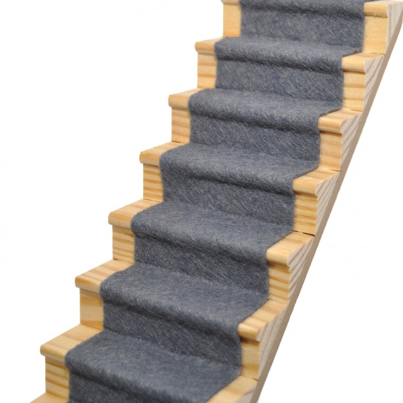 Dolls House Slate Grey Wool Mix Stair Carpet Runner Self Adhesive 1:12 Flooring