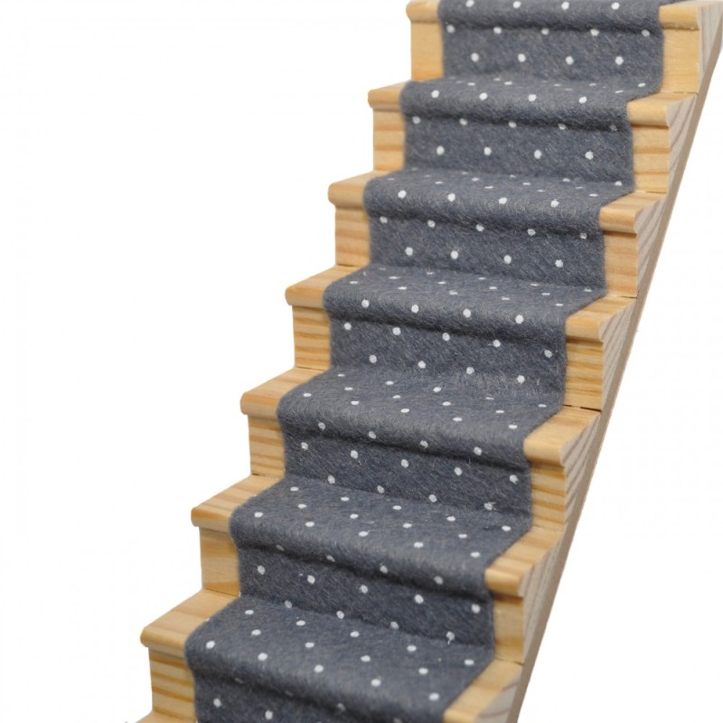 Dolls House Slate Grey Spotted Stair Carpet Runner Self Adhesive 1:12 Flooring