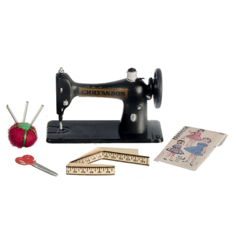 Dolls House Sewing Machine & Accessories Set Chrysnbon Miniature
