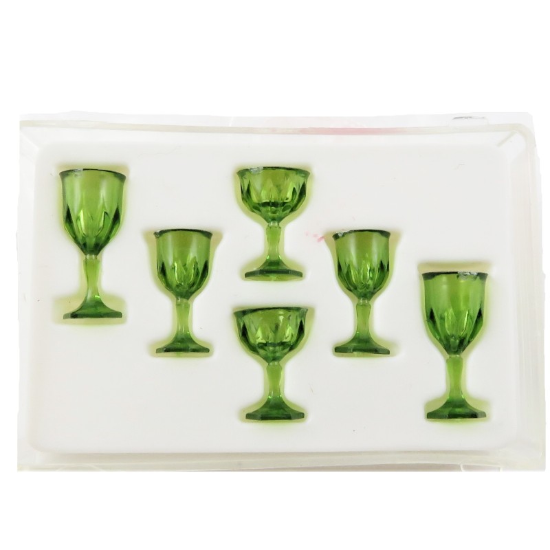 Dolls House Emerald Green Cut Stemware Glasses Set Chrysnbon Dining Accessory