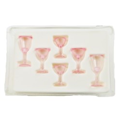 Dolls House Pink Cut Stemware Glasses Set Chrysnbon Dining Room Accessory