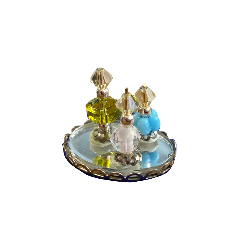 Dolls House Vanity Perfume Bottles Ladies Dressing Table Bedroom 1:12 Accessory