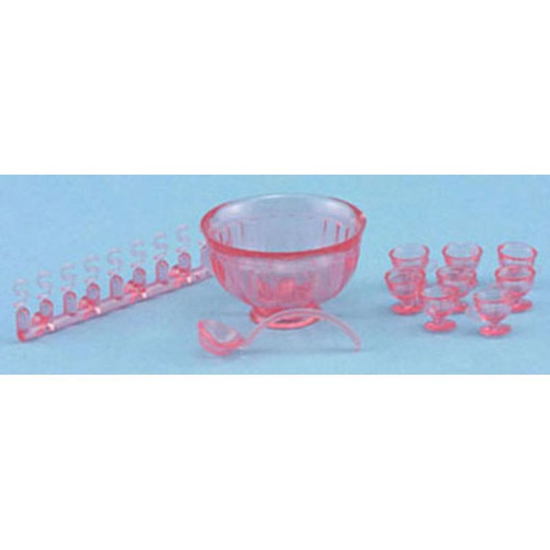 Dolls House Pink Punch Bowl Set Chrysnbon Miniature Ornaments