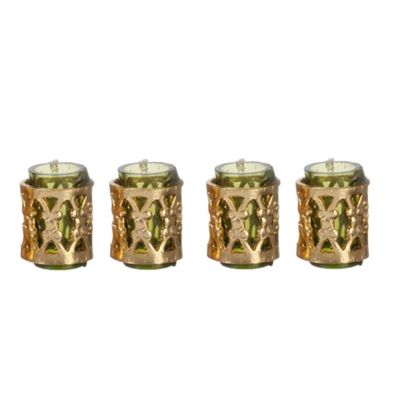 Dolls House Green Tumblers with Fillagree Dining Room Accessory