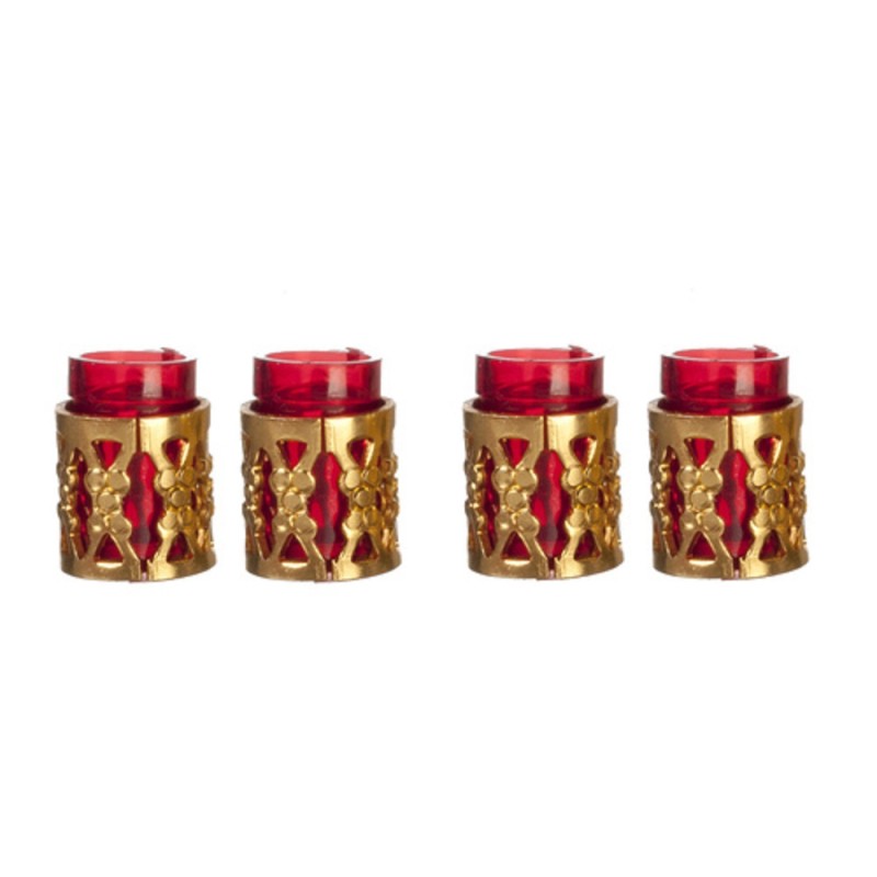 Dolls House Red Tumblers with Fillagree Dining Room Accessory