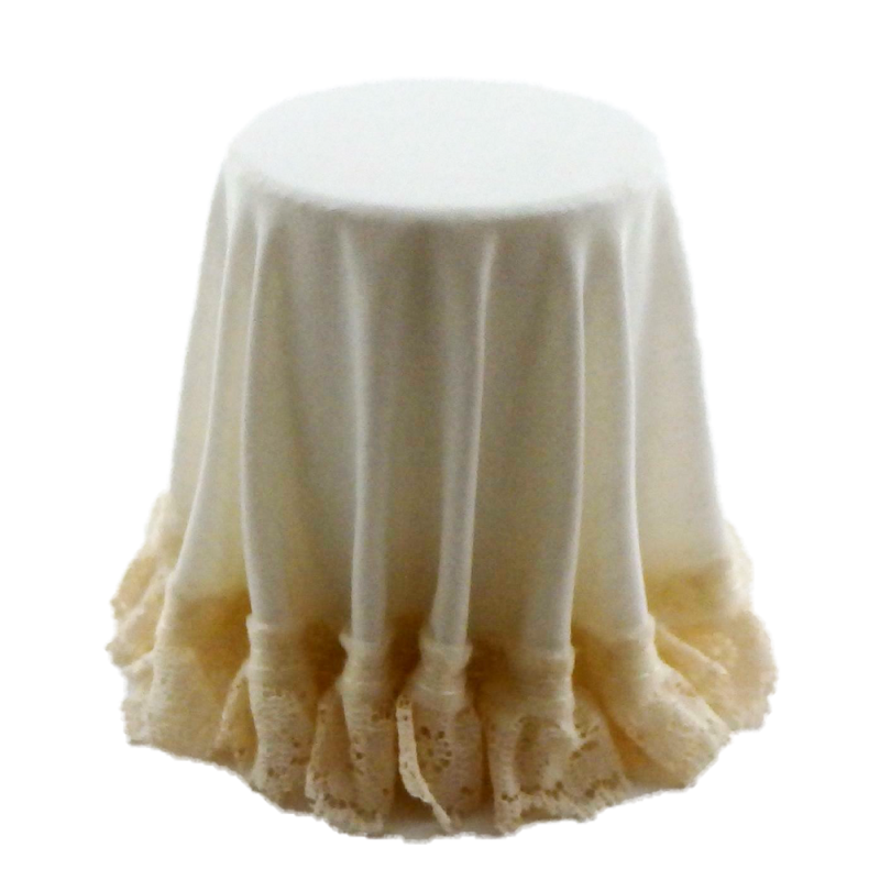 Dolls House Round Skirted Table with Cream Tablecloth Miniature 1:12 Furniture