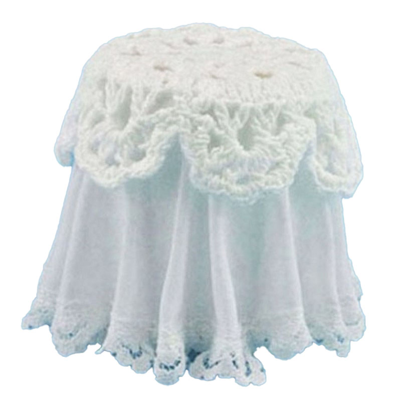 Dolls House Chrysnbon Round Skirted Table White Lace Tablecloth 1:12 Furniture